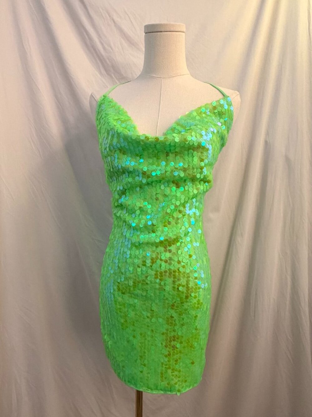 AKIRA Iridescent Sequin Halter Mini Dress